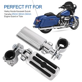Motorcycle Highway Pegs, Crash Bar Highway Foot Pegs Footrest For Harley Touring Electra Street Glide Road King Sportster Kawasaki 1"(25mm), 1 1/4" (32mm), 1 1/3" (34mm) Engine Guard (Chrome 1)