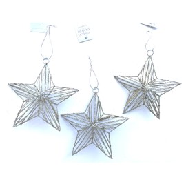 Metal Christmas Tree Topper Star Glittered Sparkling Hollow Wire Star Treetop Decoration Set 3