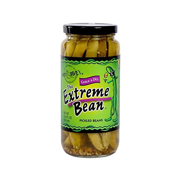The Extreme Bean - Garlic & Dill, Pickled Green Beans. 16 oz (3 pack)