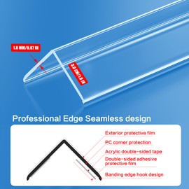 6PCS Clear Self-Adhesive Night Stand Corner Protectors，Corner Guards & Edge Protector for Wall Door Frame Cabinet Baseboard & Door, Table, Stair (16" X 1.18")