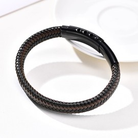 Religious Christian Cross Bracelet for Men, Mantra Engarved Faith Bible Verses Wristbands Braided Leather Adjustable Link Cuff, Inspirational Encouragement Jewelry Gift -JOSHUA 1:9/Brown