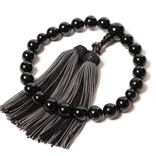 Fukushodo Prayer Beads (Kyoto Traditional Crafts Supervised by Funeral Professionals) for Men, Funeral, Juju, Black Onyx