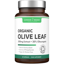 Organic Olive Leaf Extract Capsules | 500mg OLE 20% Oleuropein | Vegan & Gluten Free Herbal Supplement | Made in The UK with Olive Leaves from Spain | Biodegradable Packaging