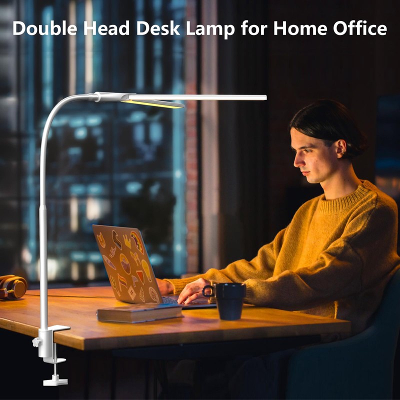EppieBasic LED Desk lamp,Double Head Architect Desk Lamps for Home