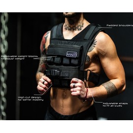 Premium Training Weighted Vest Men & Women - 25lbs/35lbs/45lbs/65lbs, Adjustable Nylon Body Weight Workout Vest for Fitness, Calisthenics, and Home Workouts