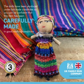 Thorness One Guatemalan handmade Worry Doll with a colourful crafted storage bag | Worry Dolls for Girls | Worry Dolls For Boys | Anxiety Dolls | Worry Doll | Guatamalan Doll