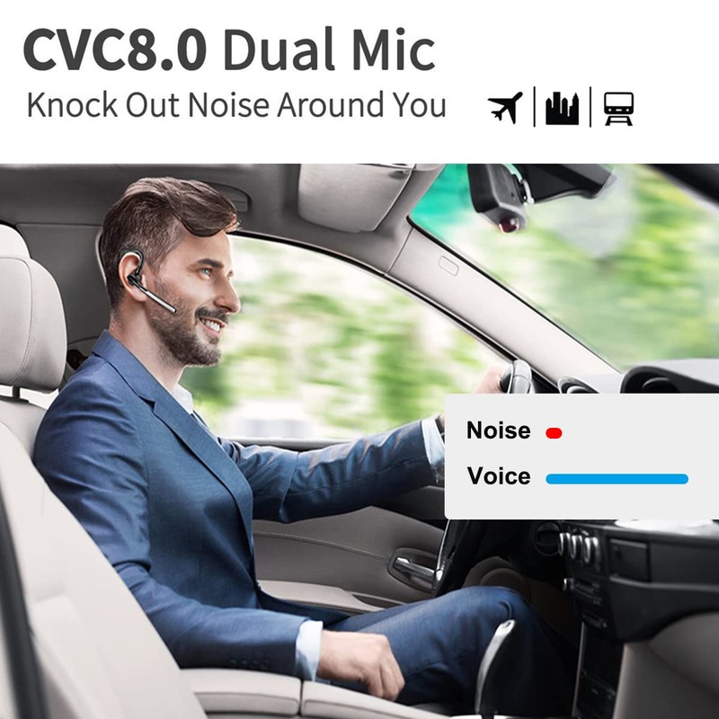 CONAMBO Bluetooth Headset V5.1, 16 Hrs HD Talktime CVC8.0 Dual