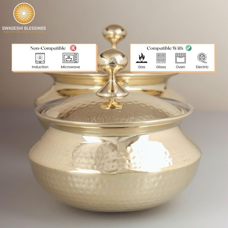 Swadeshi Blessings Exclusive Range Brass Handi Pot for Cooking with