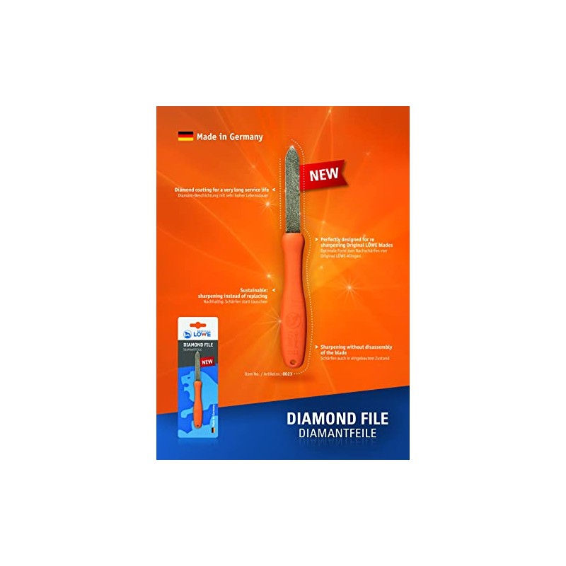 Original LÖWE Diamond File 0023 Ergonomic Handle Shape - Fine