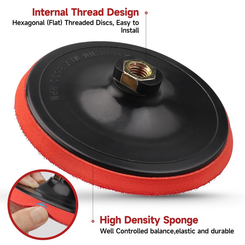 MOGRQAP Sanding Disc Polishing Pad Adapter 150mm Velcro Sanding Disc