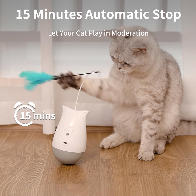 DOEL Cat Toys Interactive for Indoor, Rechargeable Automatic Rotating Feather
