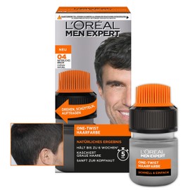 L'Oréal Men Expert Hair Colour for Men, 100% Grey Coverage for 6 Weeks, Suitable for All Hair Types, One-Twist Hair Colour, No. 4 Natural Brown, 1 Piece