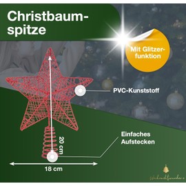 Weihnachtswunder® Tree Topper Red Star - Christmas Tree Topper Tree Topper Topper for Christmas Tree Christmas Tree Topper Christmas Tree Christmas Tree