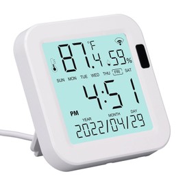 Digital Hygrometer Indoor Thermometer, Wired Room Thermometer and Humidity with LCD Backlit Display, Indoor Hygrometer Sensor for Bedroom, Baby Room, Office, Terrarium
