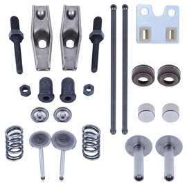 Generator Engine Valve Push Rod for Honda GX340 GX390 188F 5KW with Lawn Mower Guide Plate, Rocker Arm Pivot 23pcs Replacement Parts with Adjusting Nuts Valve Lifter Stem Seal Rotator Valve Kit