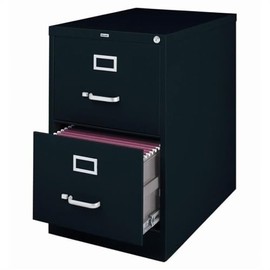 Hirsh Industries 14413 - Archivador vertical de 25 pulgadas de profundidad, tamaño legal, 2 cajones, color negro                                      