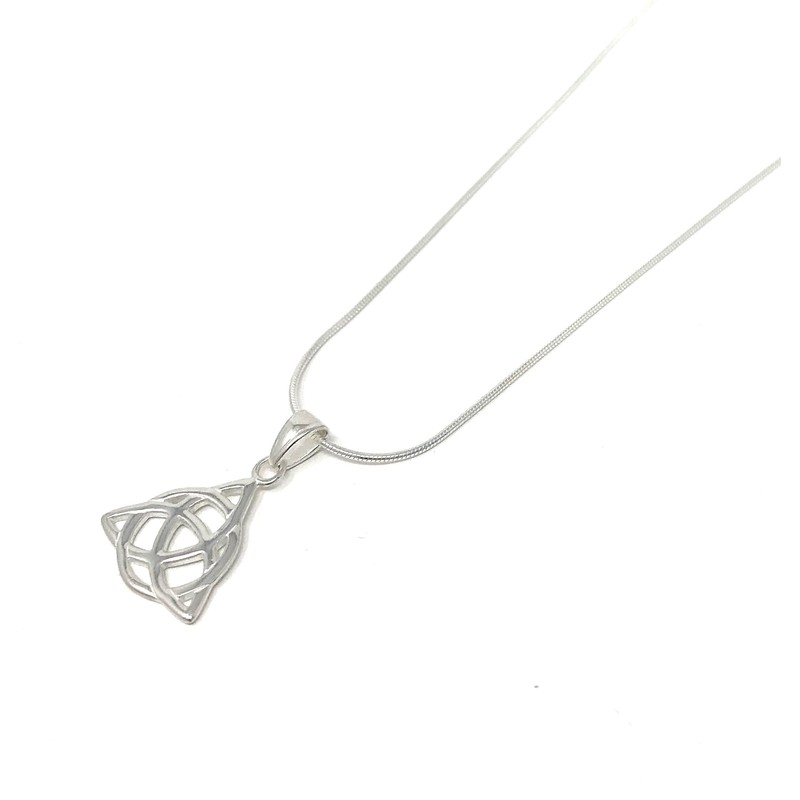 925 Sterling Silver Trinity Knot Pendant on Snake Chain, Sterling