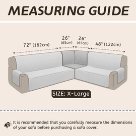 Arfntevss Corner Sectional Couch Covers for Sectional Sofa L Shaped Sofa Cover Washable Quilted Sofa Slipcover Non Slip U Shape Couch Cover Pet Dog Furniture Protector (Silvery Grey, X-Large)