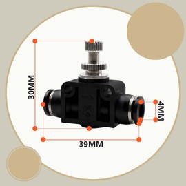 Bwintech Pack of 5 4 mm Hose OD Air Flow Control Valve, Union Pneumatic Speed Control Flow Regulator PSA-04 Straight Union Push to Connect Hose Fitting Regulator Valve