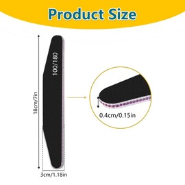 10 PCS Nail Files Set, 100/180 Grit Double-Sided Black Emery Boards