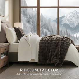 EVERGRACE Ultra Soft Luxury Fluffy Faux Rabbit Fur Throw Blanket, Thick Warm Fuzzy Blankets for Bed, Cozy Plush Reversible Blanket for Couch, Chair, Sofa, Dark Taupe, 60x80 Inches, 870 GSM