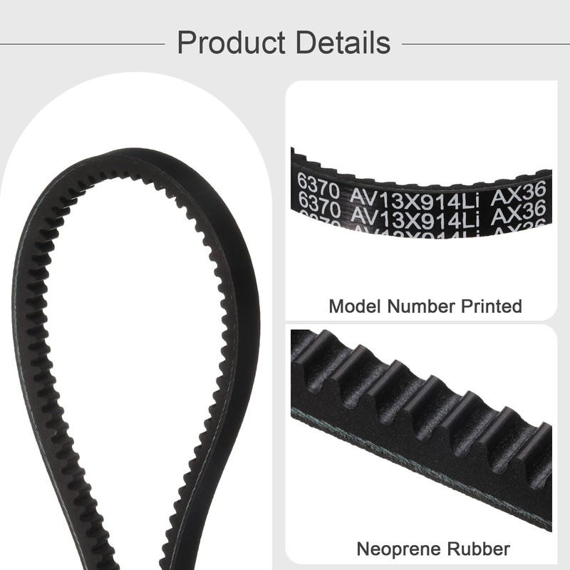 sourcing map AX36 EPDM V-Belt, Raw Edge Cogged Industrial Rubber