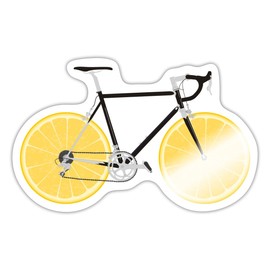 Spreadshirt Fahrrad Zitrone Rennrad Geschenk Zitronenfahrrad Sticker, max. 10 x 10 cm, 10 x 10 cm, Weiß glänzend