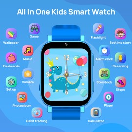 Kids Smart Watch with 30 Games Alarm Camera Video Recorder Music Calculator Calendar Flashlight Stopwatch Pedometer Gift Toys for 3-12 Years Old Boys and Girls, Blue
