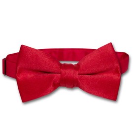 Vesuvio Napoli BOY'S BOWTIE Solid RED Color Youth Bow Tie