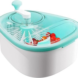 JOYMOOP JOYLOOP Fruit Cleaner Spinner Large Fruit Washer Spinner with Brush Fruit Cleaning with Washing Bowl Fruit and Salad Cleaner with Fruit Spinner Bowl Fruit and Vegetable Scrubber - Color: Tiffany-blue
