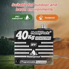 HobbyPark Waterproof 40kg Digital High Torque RC Servos Coreless Motor RC Steering Servo Standard Size Full Metal Stainless Steel Gears Aluminum Case for 1/8 1/10 RC Car Truck Robotic Project 180° HV