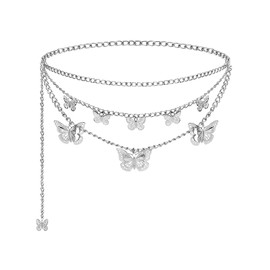 Chain Belts Multilayer Butterfly Waist Chain Adjustable Waist Belt for Women