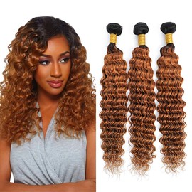 Ombre Bundles Brown Human Hair 1B30 Brown Deep Wave Human Hair Bundles 26 28 30 inch Wet and Wavy Double Weft Hair Extension