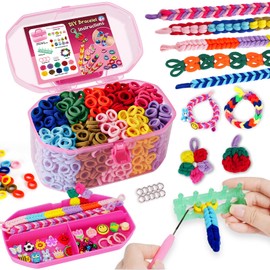 FunzBo Loom Band Kit, 10 Colours Hair Ties Colorful Seamless Loom Bands, 1000+pcs Elastic Rubber Band Friendship Bracelet Making Kit Hair Bands DIY Easter Birthday Gifts for Kids Girls Age 6 7 8 9 10