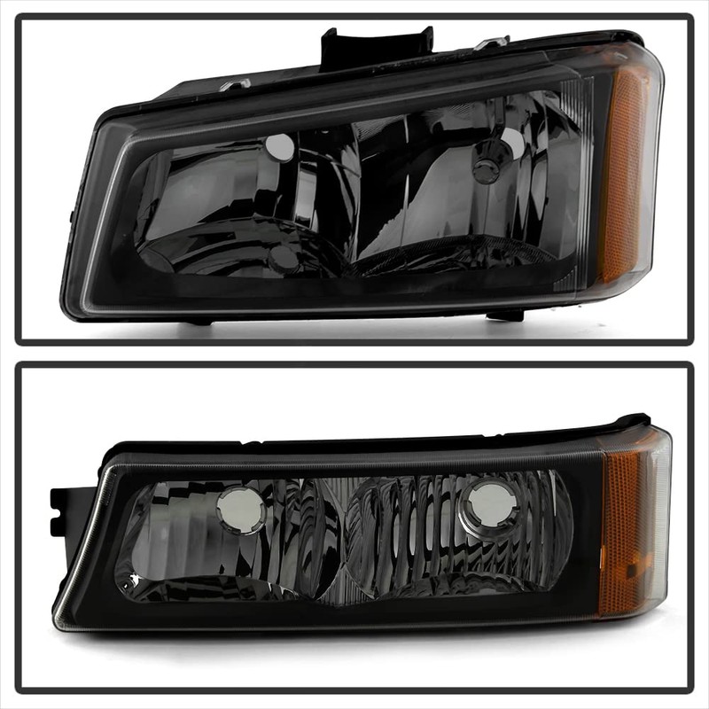 ACANII - For Black Smoke 2003-2006 Chevy Silverado Avalanche Headlights+Bumper