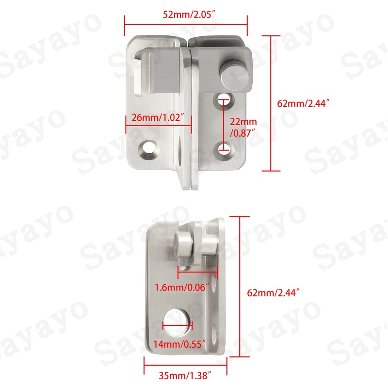 SAYAYO EMS3006R-LS Stainless Steel Door Latch Small Lockable with Padlock