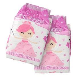 CutiePlusU Adult Diapers 2 Pieces, Incontinence Briefs with Tabs for Women and Men, Maximum Overnight Absorbency- Little Princess (Large 37"-47")