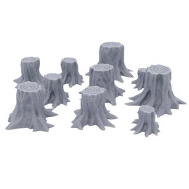 QP3D - Set of 10x Tree Stump - Scatter Terrain, Fantasy Scenery for Tabletop & RPG 28-32mm Miniatures Wargames, Props DnD D&D, 3D Printed and Paintable