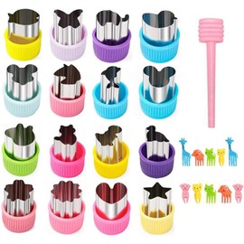 Naisfei 27 Pack Vegetable Cutter Shapes Set,Mini Cookie Cutter, Naisfei Mini Cookie Cutters Fruit Cookie Pastry Stamps Mold for Kids Baking and Food Supplement Tools Accessories