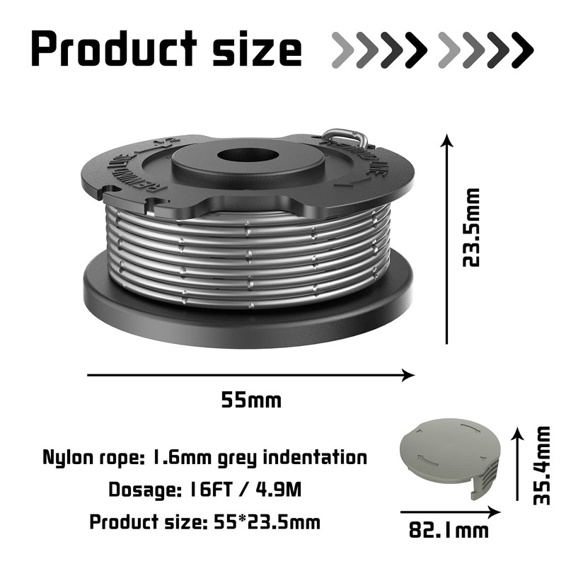 XIJIANG 3 Pieces Grass Trimmer Thread Spool, Φ1.65 mm 4.9