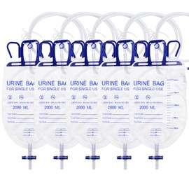 Catheter Urinary Drainage Bags for Men 2000mL,Thicker Tube - Fast Drainage,5pcs Urine Bags,Professional Urinary Bag for Home and Hospitals Health Aids,Clips and Hanging Hooks