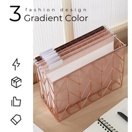Y YOMA 6 Pack Gradient Hanging File Folders Letter Size Decorative Hanging Folder Pretty File Folder Organizer for Filing Cabinet Office Home with 1/5-Cut Adjustable Tabs, Coco Mocha