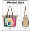 EVEOUT Women's Straw Shoulder Bags with Striped Summer Boho Large