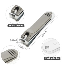 Nail Clippers, Toenail Clippers, Fingernail Clipper Cutters, Stainless Steel Toe Nail Clippers with Sharp Curved Blades and File,Portable Travel Nail Clippe for Men Women (Pack of 1)