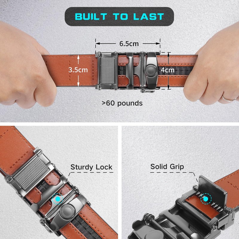 Nelbons Men's Belt Ratchet Belt Automatic Buckle for Men Suit