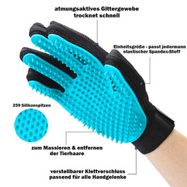 Premium Magic Brush Grooming Glove for Dog, Cat and Horse, Pet Hair Remover, Practical Fur Changing Accessories, Brush for Removing Short and Long Animal Hair (Light Blue, Right)