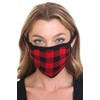 C.C Reusable Washable Knit Pattern Face Mask, Knit Plaid Red/Black,