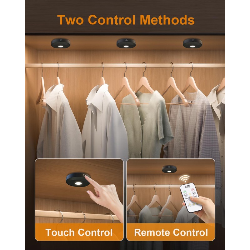 WILLED Puck Lights with Remote Control,3 Colors Under Cabinet Lighting