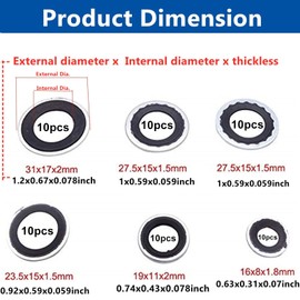 YuGtcen 60pcs A/C Gasket Assortment, 15-32241 GM Original Equipment AC Compressor Seals, Automotive Self-Centered Bonded Seal Air Conditioning Compressor Port Seal Washer Kit (Black)