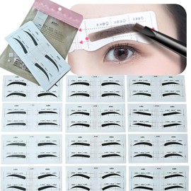 【良品CUORA】Easy and Clean! Professional-level Eyebrow Drawing! 12 Types Eyebrow Templates 2 Sets/4 Sets Disposable Eyebrow Makeup Tool Eyebrow Stencil Makeup Tool (12 Types 2 Sets Included)